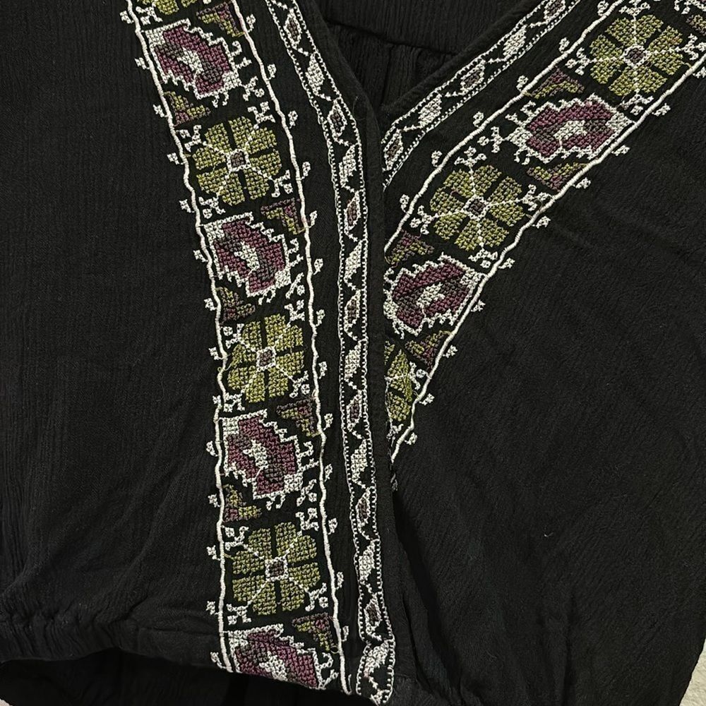 Free People Luca Embroidered Top XS Boho Cropped​​​​​​​ - Picture 5 of 10